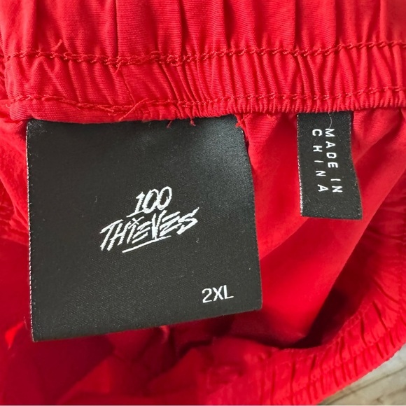 100 Thieves Men's Foundations 100% Nylon Short Size 2XL Red Pockets Embroidered - Picture 2 of 7